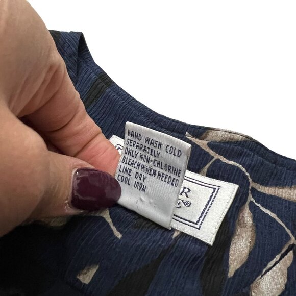 Vtg Jennifer Moore Silk Fall Floral Print Sleeveless Maxi Dress Navy 6 Grunge - Picture 6 of 10